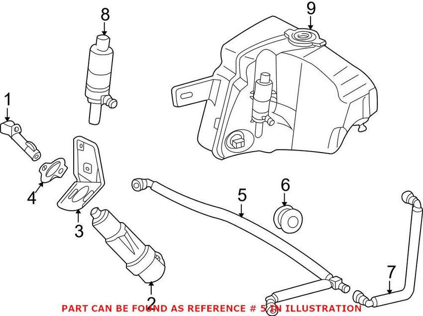 Mercedes Headlight Washer Hose 1638601492